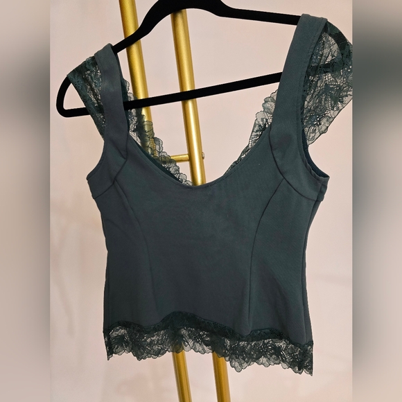 Green Pineneedle Better Not Lace Cami By Intimately FP Free People M - Picture 9 of 10